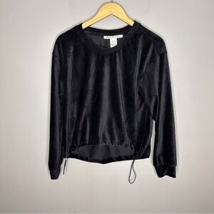 American rag velour cropped long sleeve sweatshirt